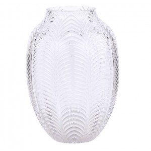 Transparentní skleněná dekorační váza Leaf - Ø 14*18cm