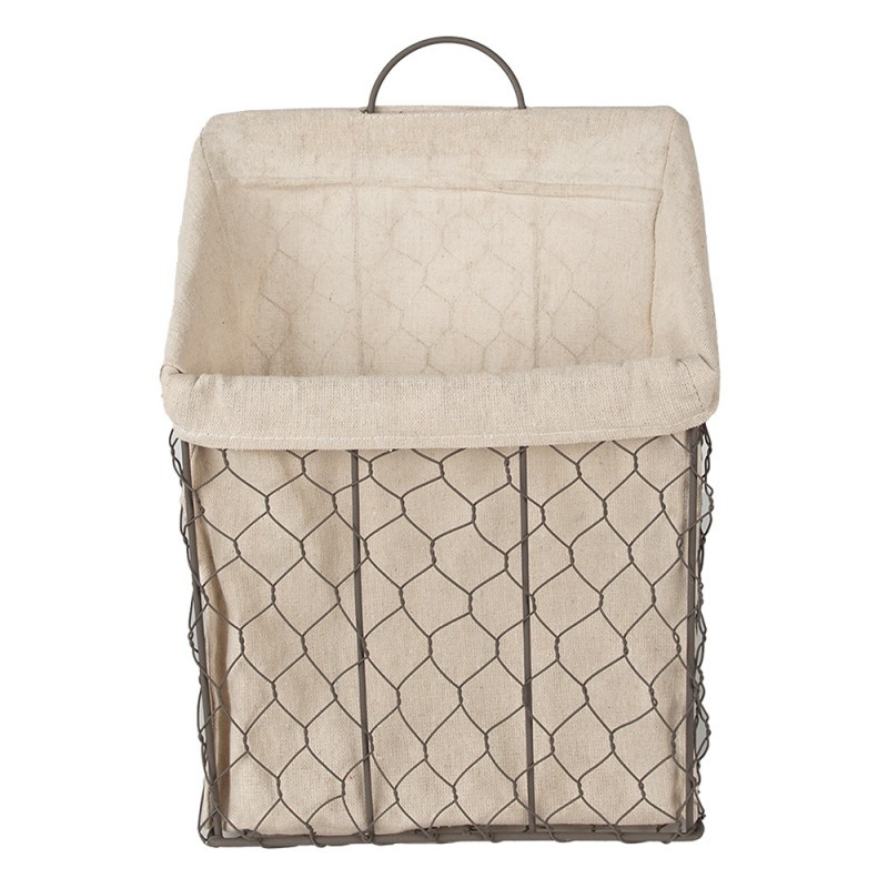 Zinkový antik drátěný košík s bavlněnou vložkou Gie - 23*9*37cm