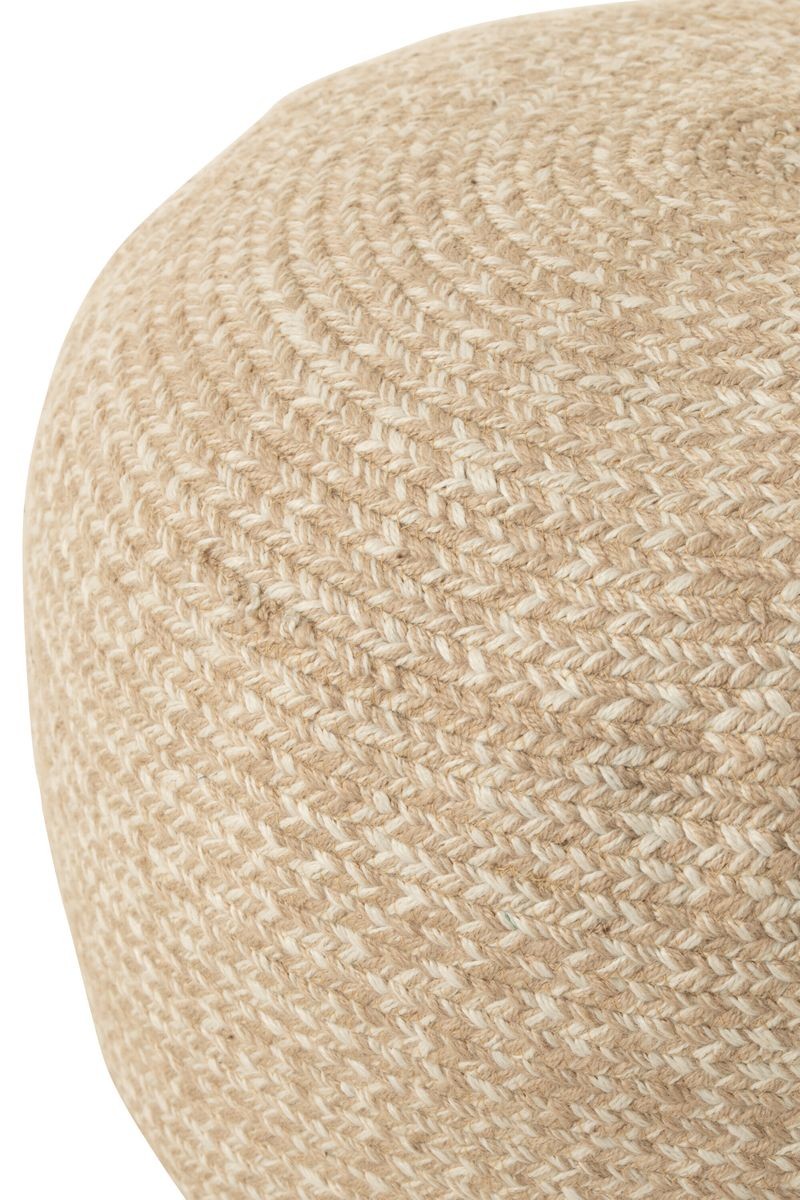 Venkovní přírodně-krémový kulatý puf Miami Outdoor - Ø 50*35 cm