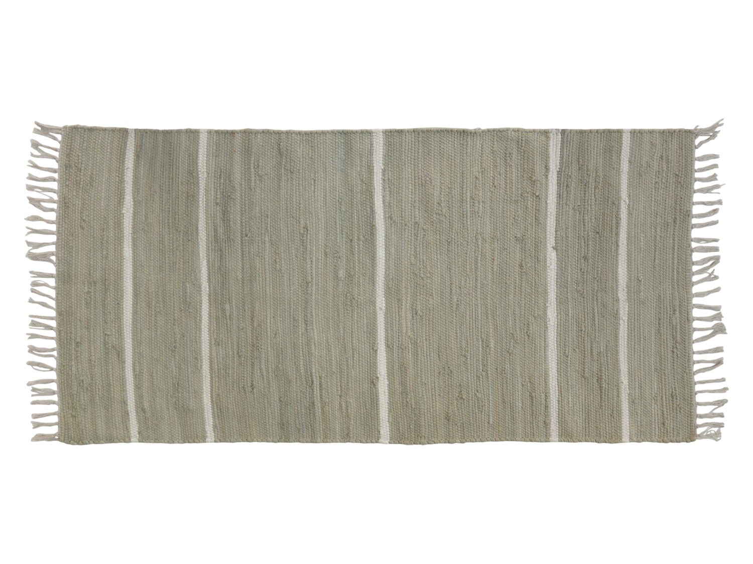 Zelený bavlněný koberec s pruhy a třásněmi Rag verte - 70*160 cm 16089921 (16899-21)