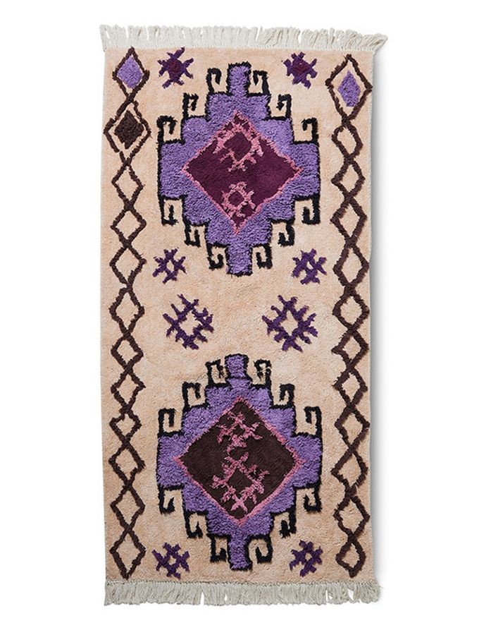 Béžovo- fialová koupelnová předložka Bohemian - 90*175cm