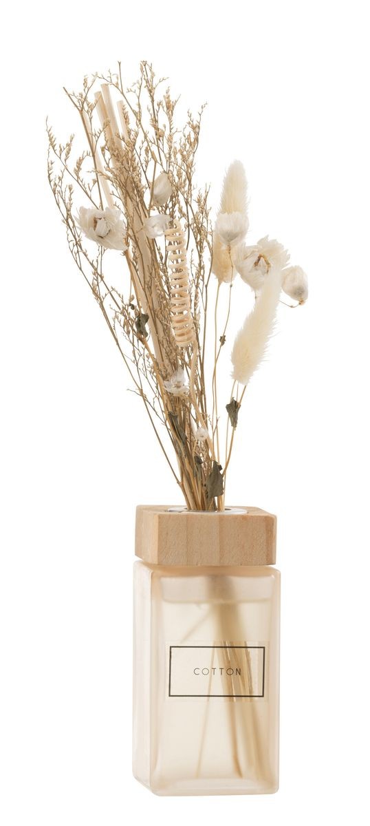 Interiérová vůně v difuzéru a sušenou květinou Cotton - 9*6*28cm J-Line by Jolipa