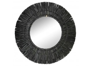 Kulaté černé zrcadlo Morgan z mořské trávy S - 60*60*1cm
