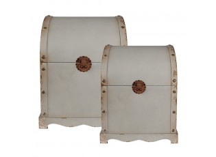 2ks šedá úložná dřevěná dekorativní truhla Valliene - 34*32*42 / 27*25*33 cm