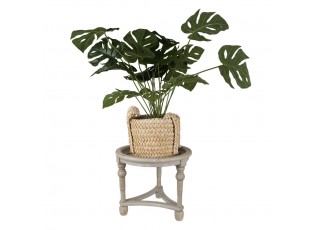 Dřevěný dekorativní shabby chic stůl na rostliny - Ø 40*31 cm