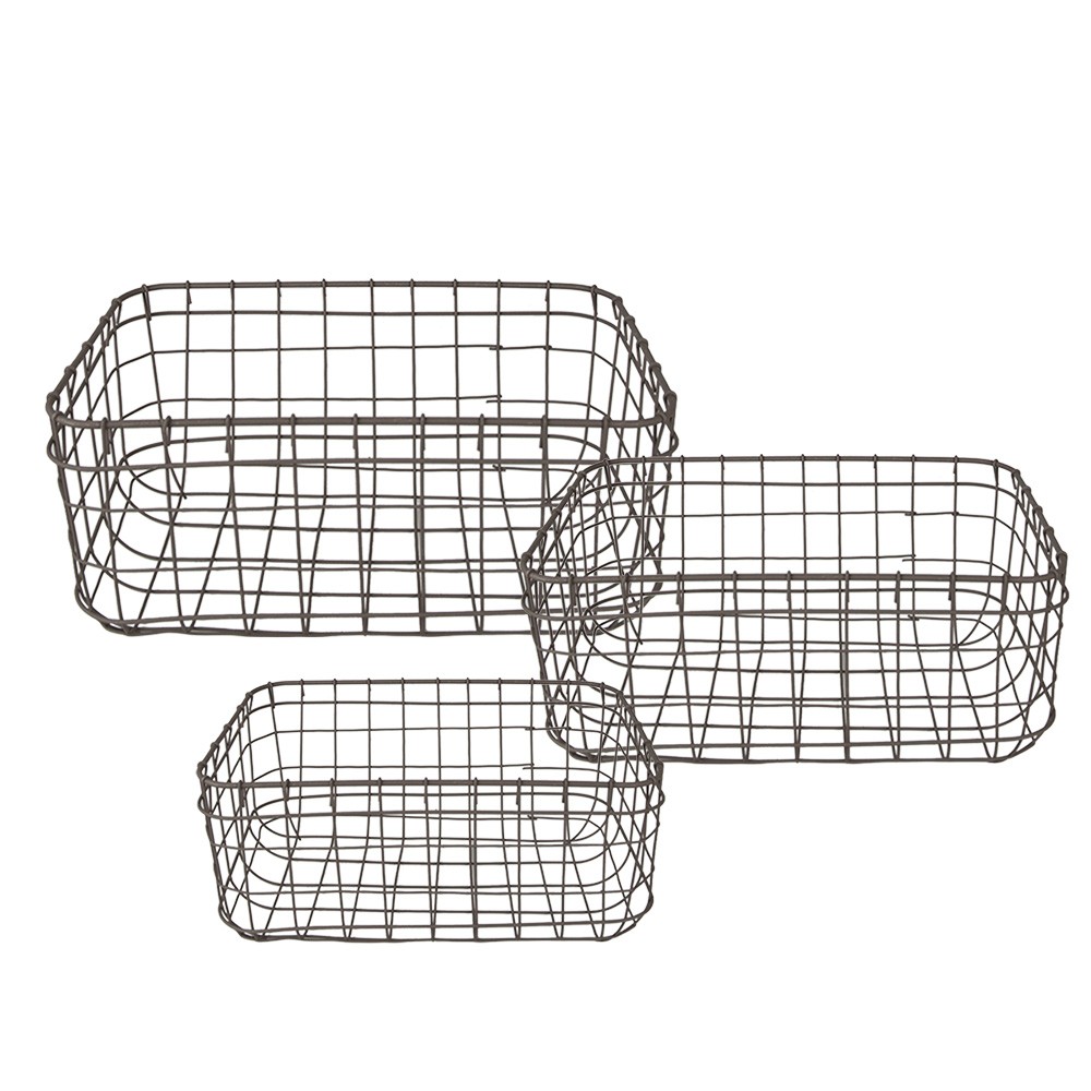 Set 3ks drátěných ozdobných košíků - 30*20*14 / 26*16*12 / 22*12*10 cm