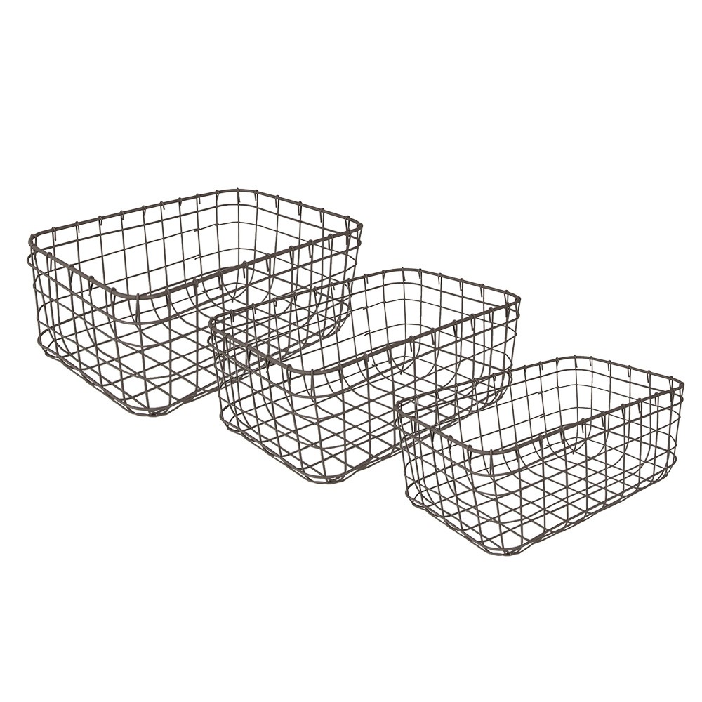 Set 3ks drátěných ozdobných košíků - 30*20*14 / 26*16*12 / 22*12*10 cm