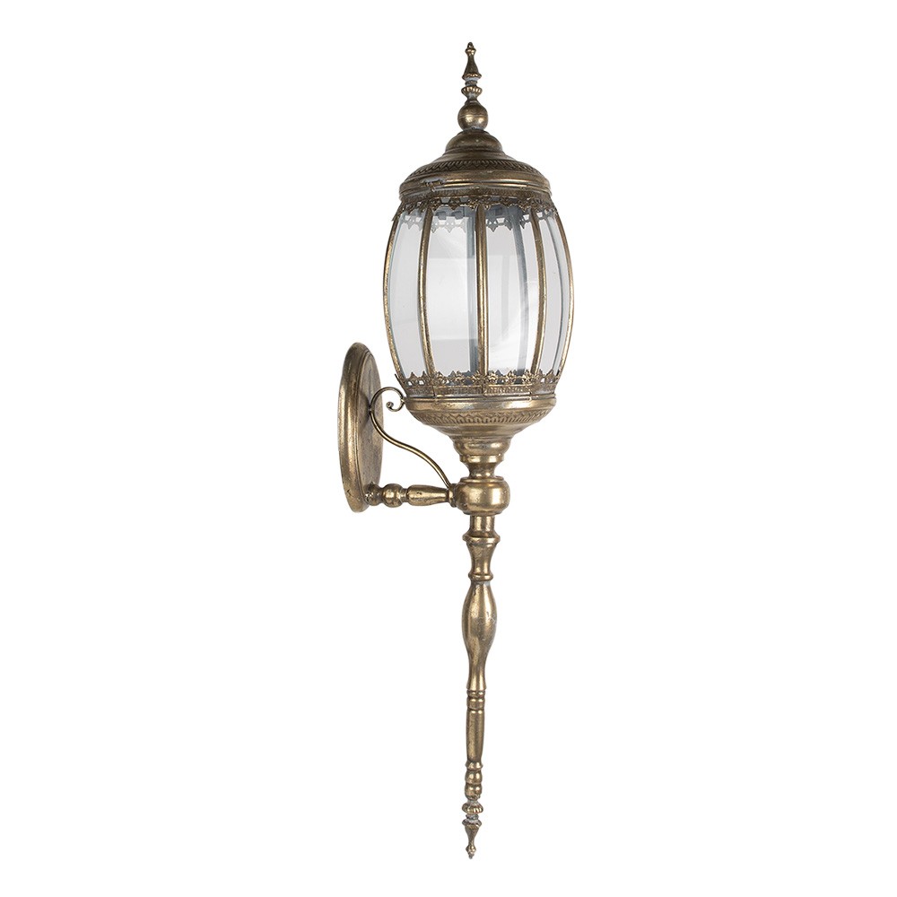 Levně Zlatá antik nástěnná kovová lampa Malia - 26*30*109 cm E14/max 1*60W 5LMP658