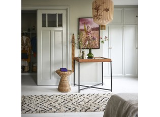 Béžový bavlněný koberec s cikcak vzorem ZigZag - 75*220cm
