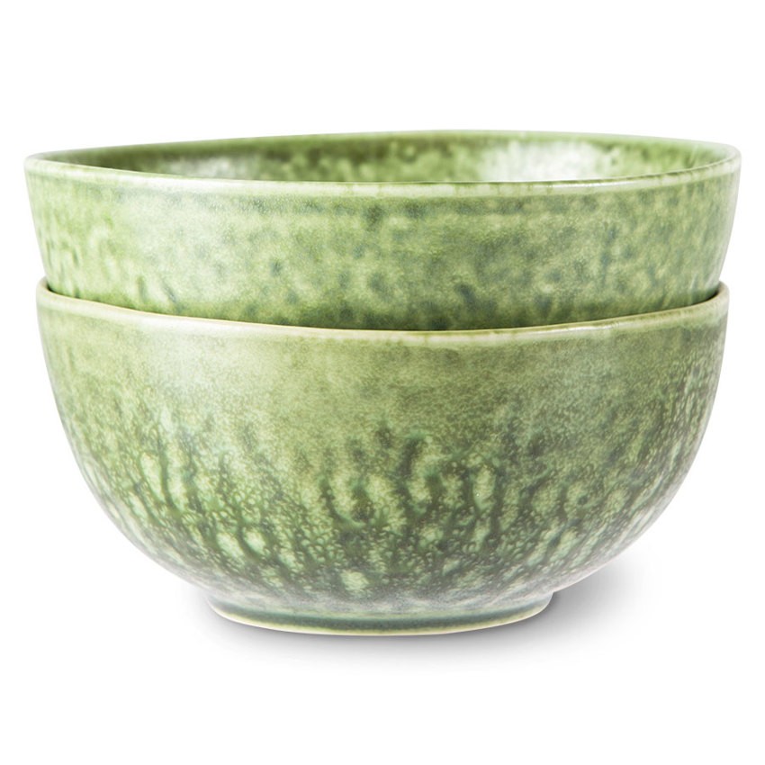 Set 2ks zelená keramická miska The Esmeralds - Ø 16*7cm 
