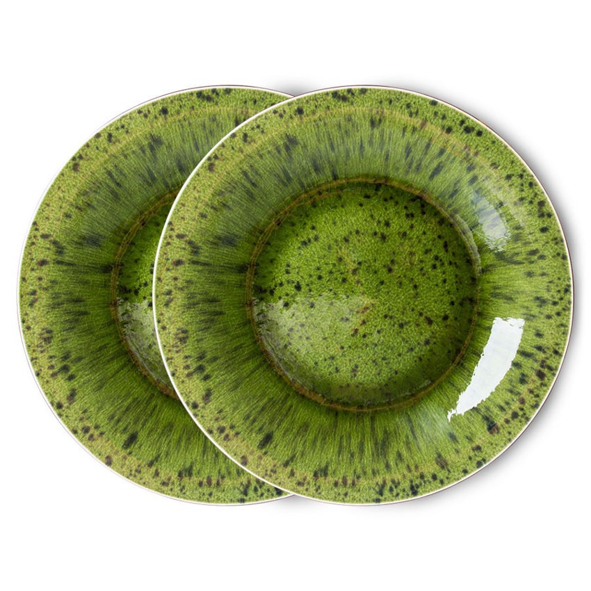 Set 2ks zelený keramický jídelní talíř The Emeralds - 27*3cm HKLIVING