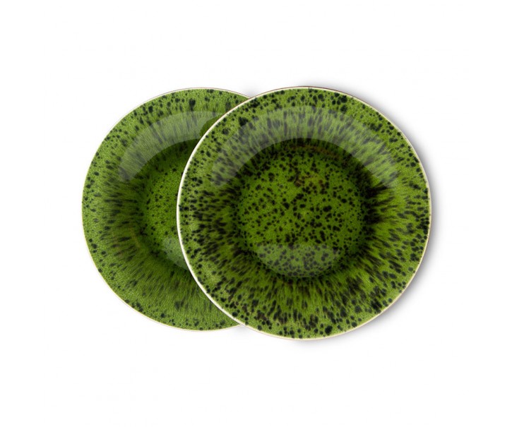 Set 2ks zelený keramický dezertní talíř The Esmeralds - Ø 21*2,3cm
