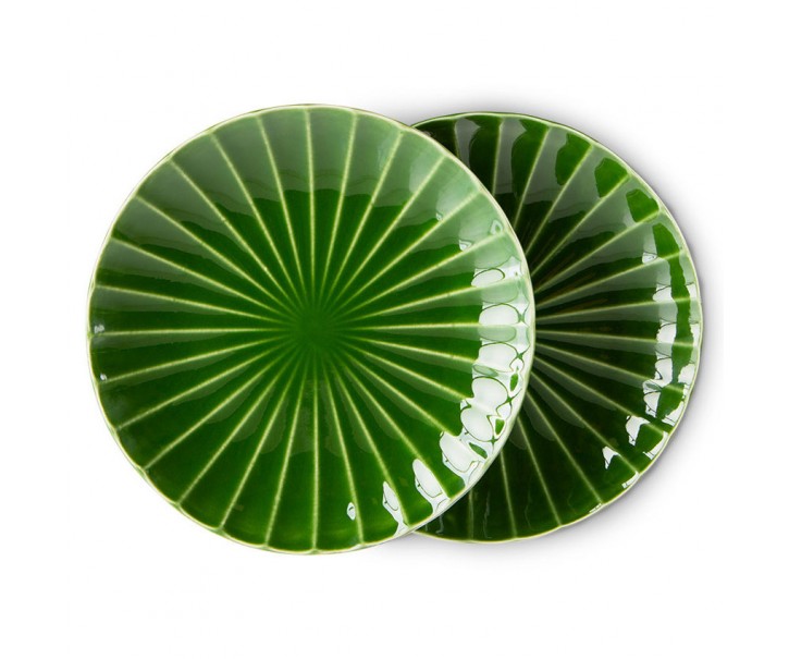 Set 2ks zelený keramický dezertní talíř The Esmeralds - Ø 22*2,8cm