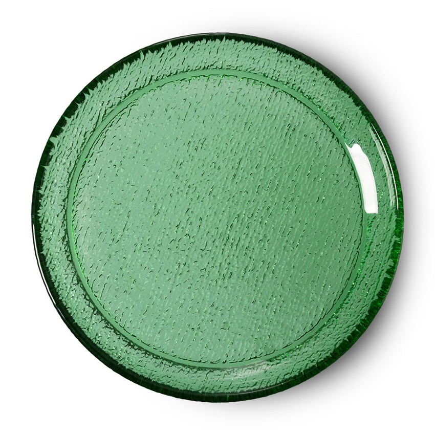 Zelený skleněný dezertní talíř The Emeralds - Ø 21*3cm HKLIVING