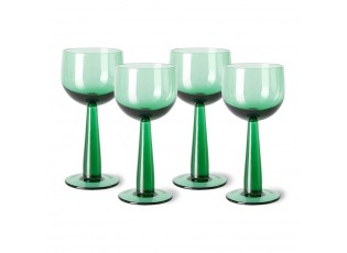 Set 4ks zelená sklenice na víno na vysoké noze The Emeralds - Ø 8*17cm/ 200ml