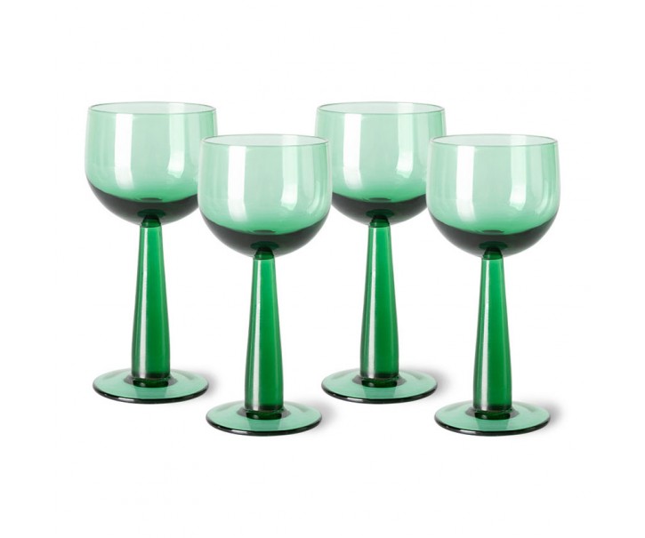 Set 4ks zelená sklenice na víno na vysoké noze The Emeralds - Ø 8*17cm/ 200ml