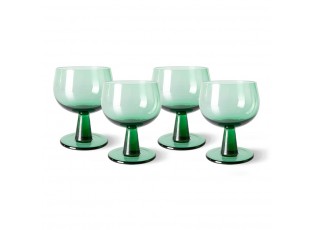 Set 4ks zelená sklenice na víno na nízké noze The Emeralds - Ø 8*11cm/ 250ml