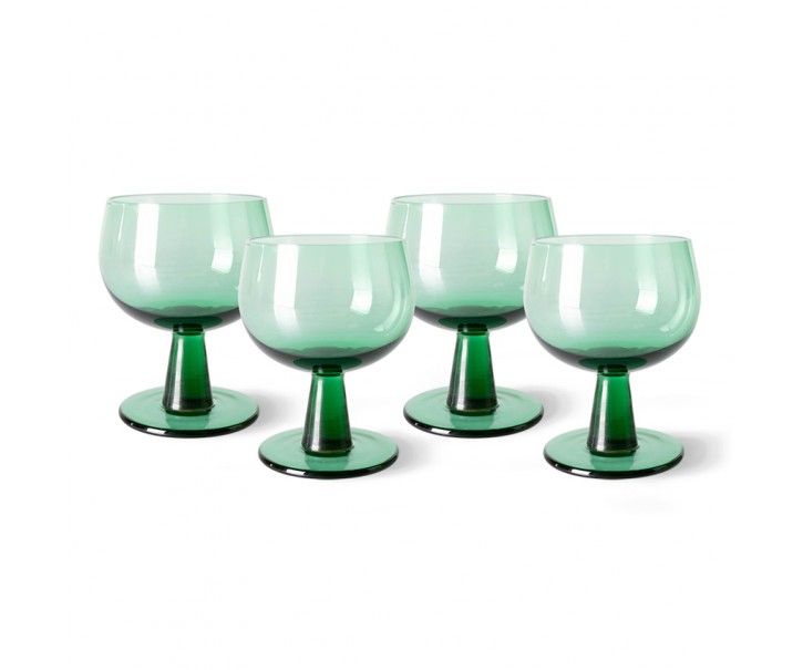 Set 4ks zelená sklenice na víno na nízké noze The Emeralds - Ø 8*11cm/ 250ml