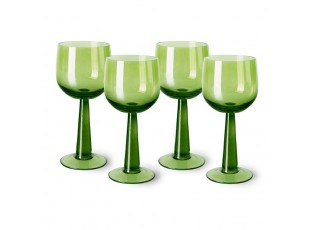 Set 4ks zelená lim sklenice na víno na vysoké noze The Emeralds - Ø 8*17cm/ 200ml