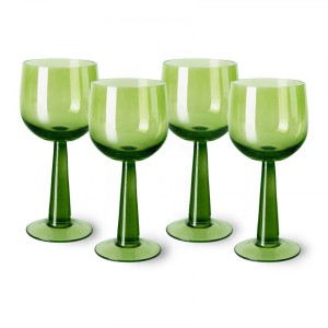 Set 4ks zelená lim sklenice na víno na vysoké noze The Emeralds - Ø 8*17cm/ 200ml