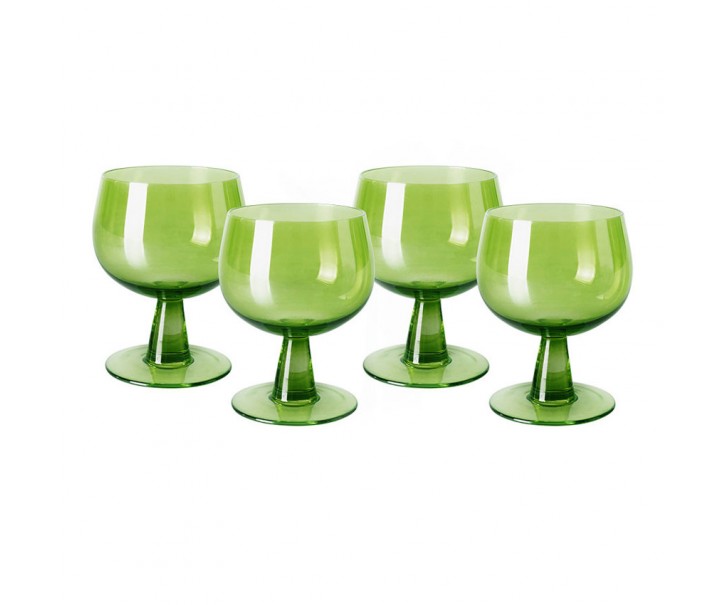 Set 4ks zelená lim sklenice na víno na nízké noze The Emeralds - Ø 8*11cm/ 250ml