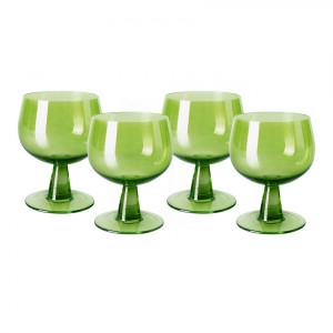 Set 4ks zelená lim sklenice na víno na nízké noze The Emeralds - Ø 8*11cm/ 250ml
