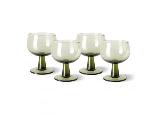 Set 4ks zelená oliv sklenice na víno na nízké noze The Emeralds - Ø 8*11cm/ 250ml