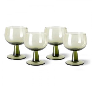 Set 4ks zelená oliv sklenice na víno na nízké noze The Emeralds - Ø 8*11cm/ 250ml