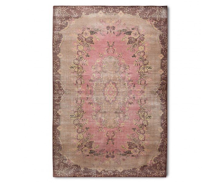 Růžový vlněný koberec s květinovým vzorem Floral pink - 200*300 cm