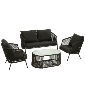 Černý kovový zahradní set Philibert