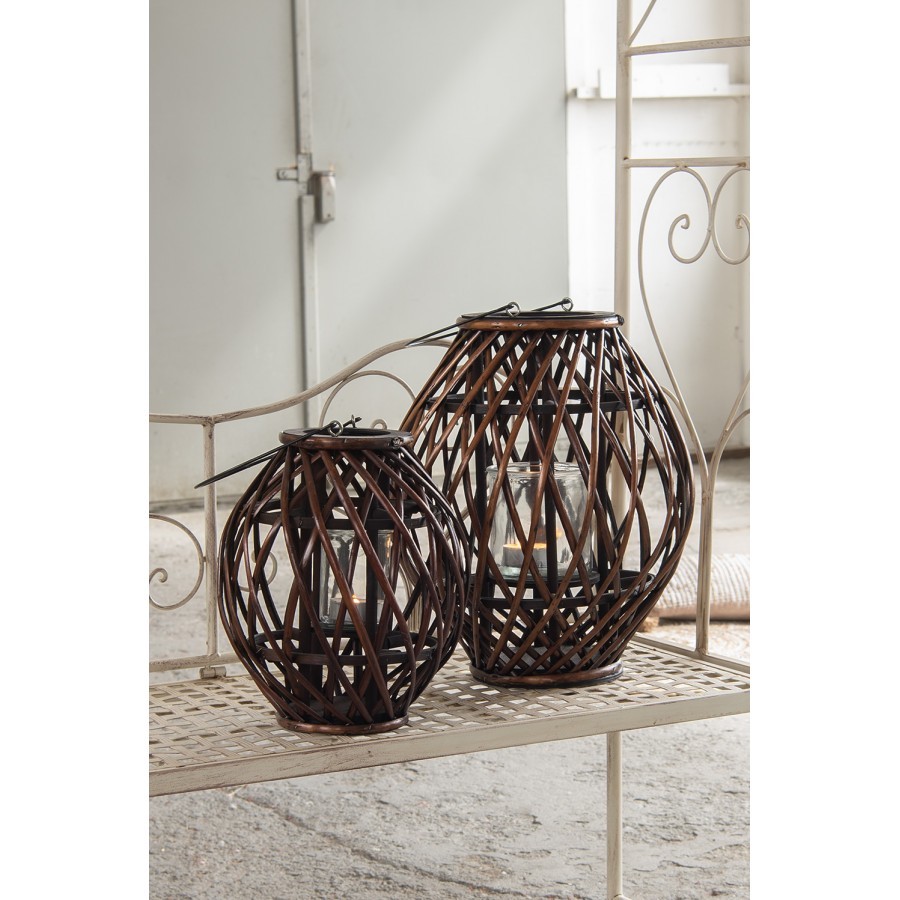 Hnědá závěsná dřevěná lucerna Eudo - Ø 26*30 cm