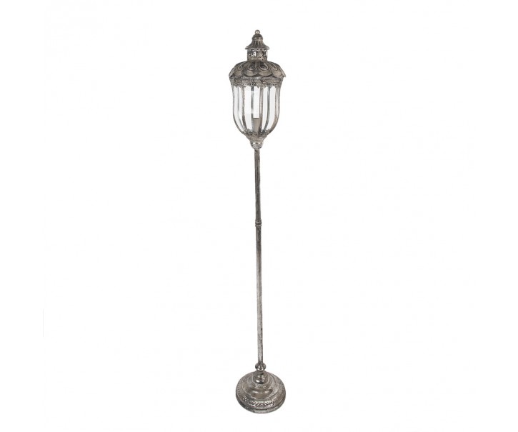 Stříbrná antik kovová stojací lampa Gildo - Ø 21*140 cm E14/Max 1*60W