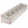 Bílá antik dřevěná krabička s přihrádkami - 60*13*10cm Barva: bílá antikMateriál: dřevo/ skloHmotnost: 1,65 kg