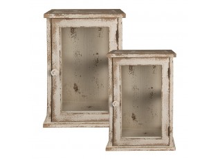 Set 2ks dřevěná antik prosklená skříňka / vitrína Sammuela - 42*26*56 / 33*21*48 cm