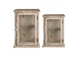 Set 2ks dřevěná antik prosklená skříňka / vitrína Sammuela - 42*26*56 / 33*21*48 cm