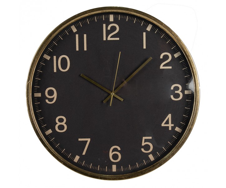 Černozlaté antik nástěnné hodiny - Ø 50*5 cm / 1*AA