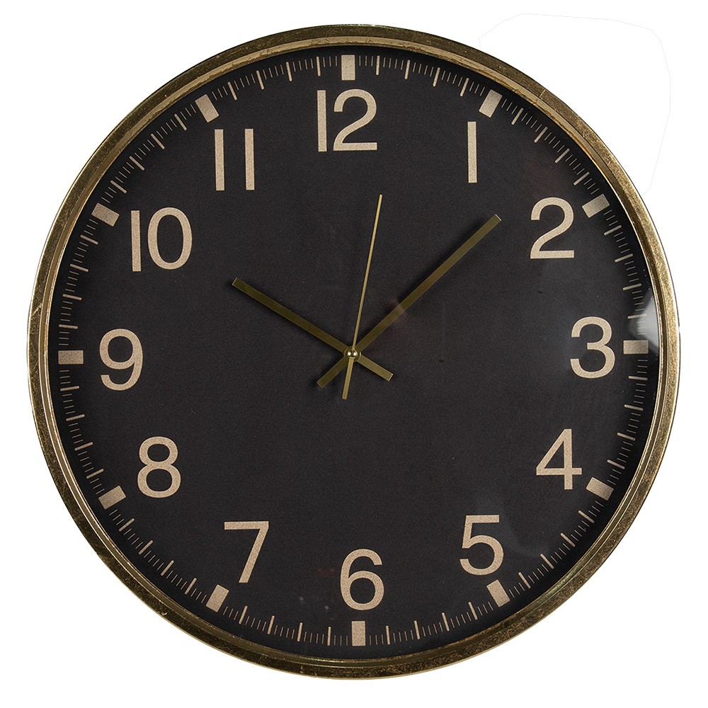Levně Černozlaté antik nástěnné hodiny - Ø 50*5 cm / 1*AA 6KL0780