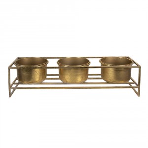 3ks zlatý antik plechový obal na květináč na podstavci - 63*19*16 cm