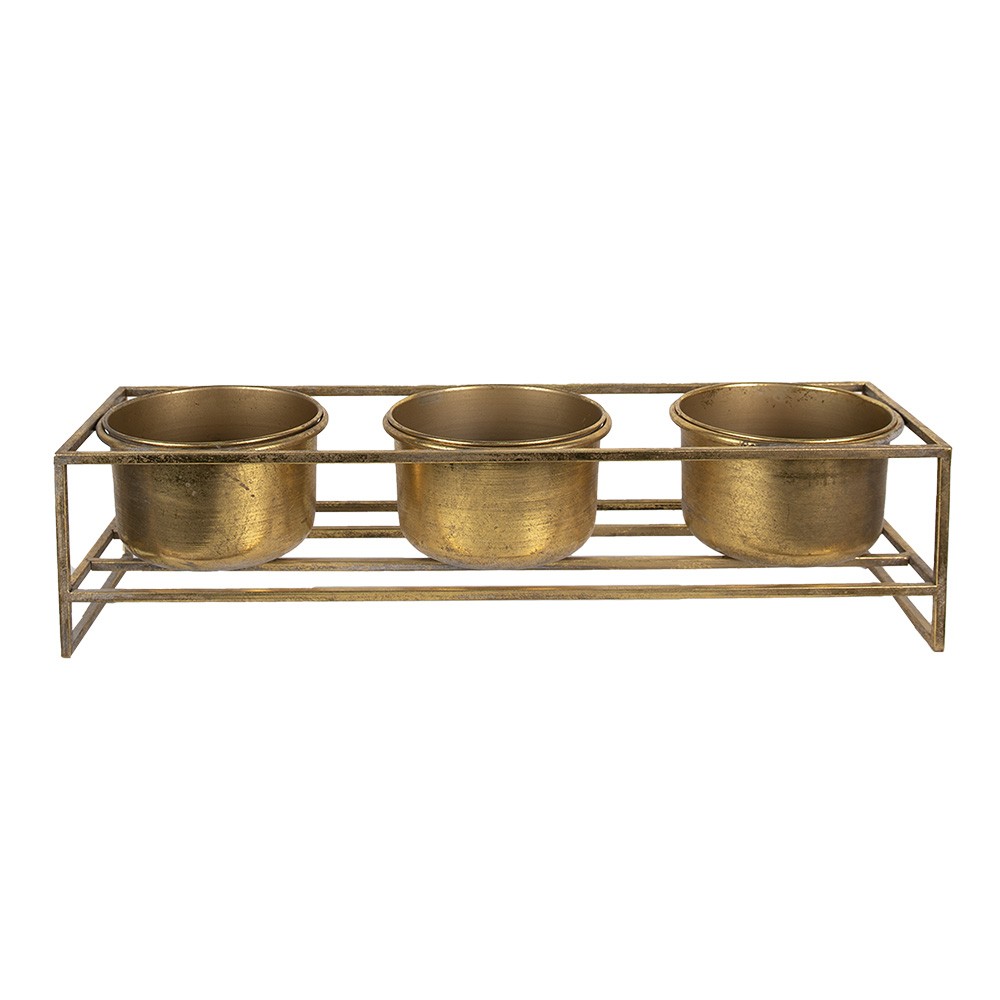 3ks zlatý antik plechový obal na květináč na podstavci - 63*19*16 cm