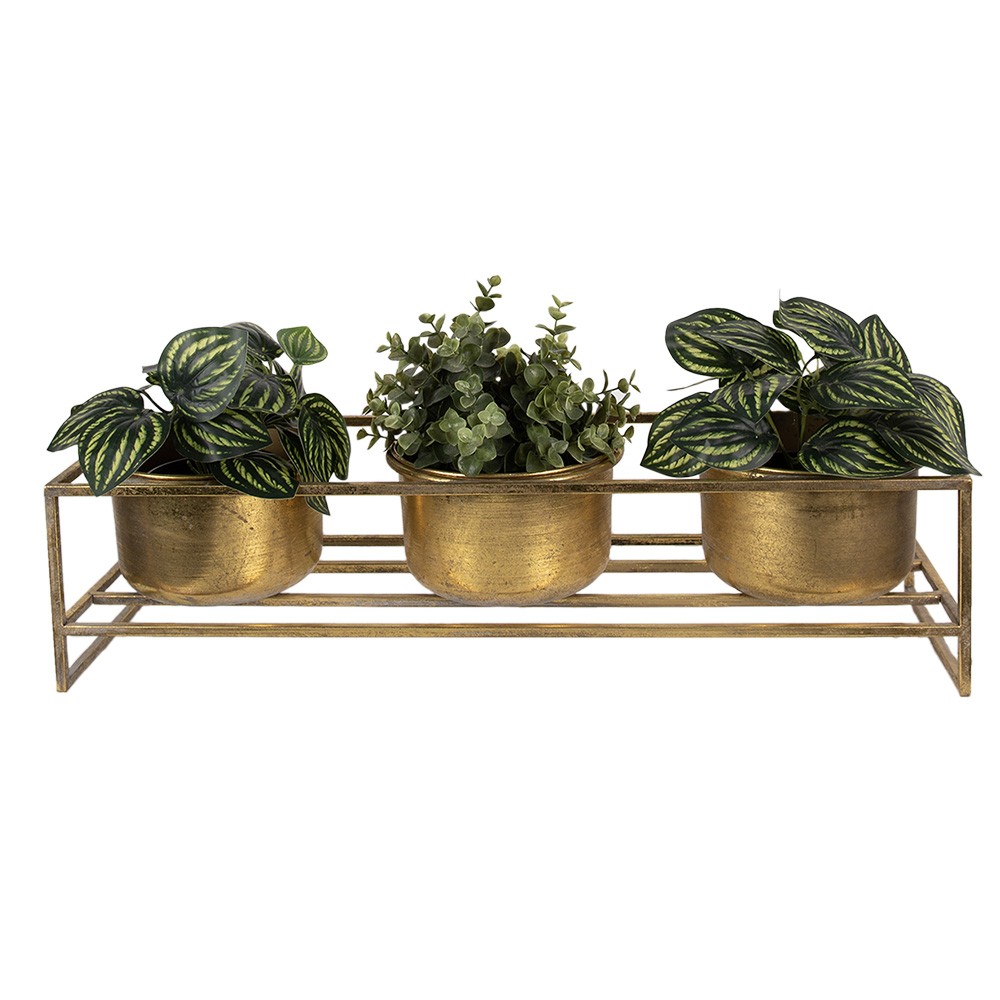 3ks zlatý antik plechový obal na květináč na podstavci - 63*19*16 cm