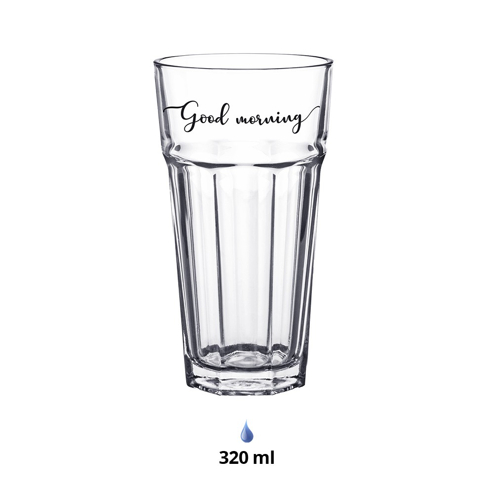 Sklenička s nápisem Good morning - Ø 8*15 cm / 320 ml