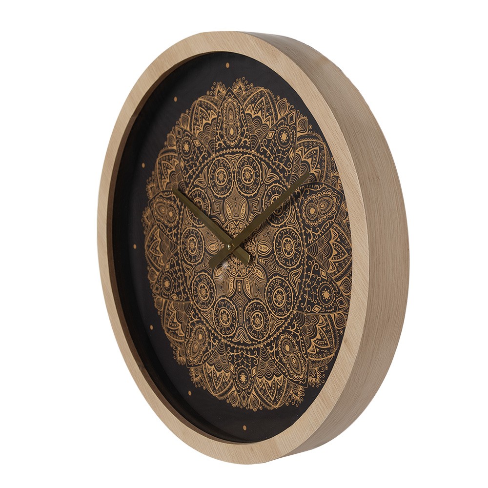 Černohnědé antik nástěnné hodiny s ornamenty - Ø 50*6 cm / 1*AA