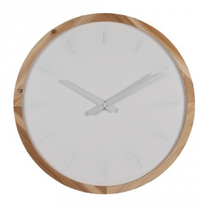 Bílo-hnědé minimalistické nástěnné hodiny - Ø 50*4 cm / 1*AA
