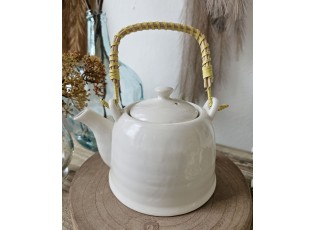 Bílá porcelánová konvice na čaj - 18*14*12 cm / 0,8L