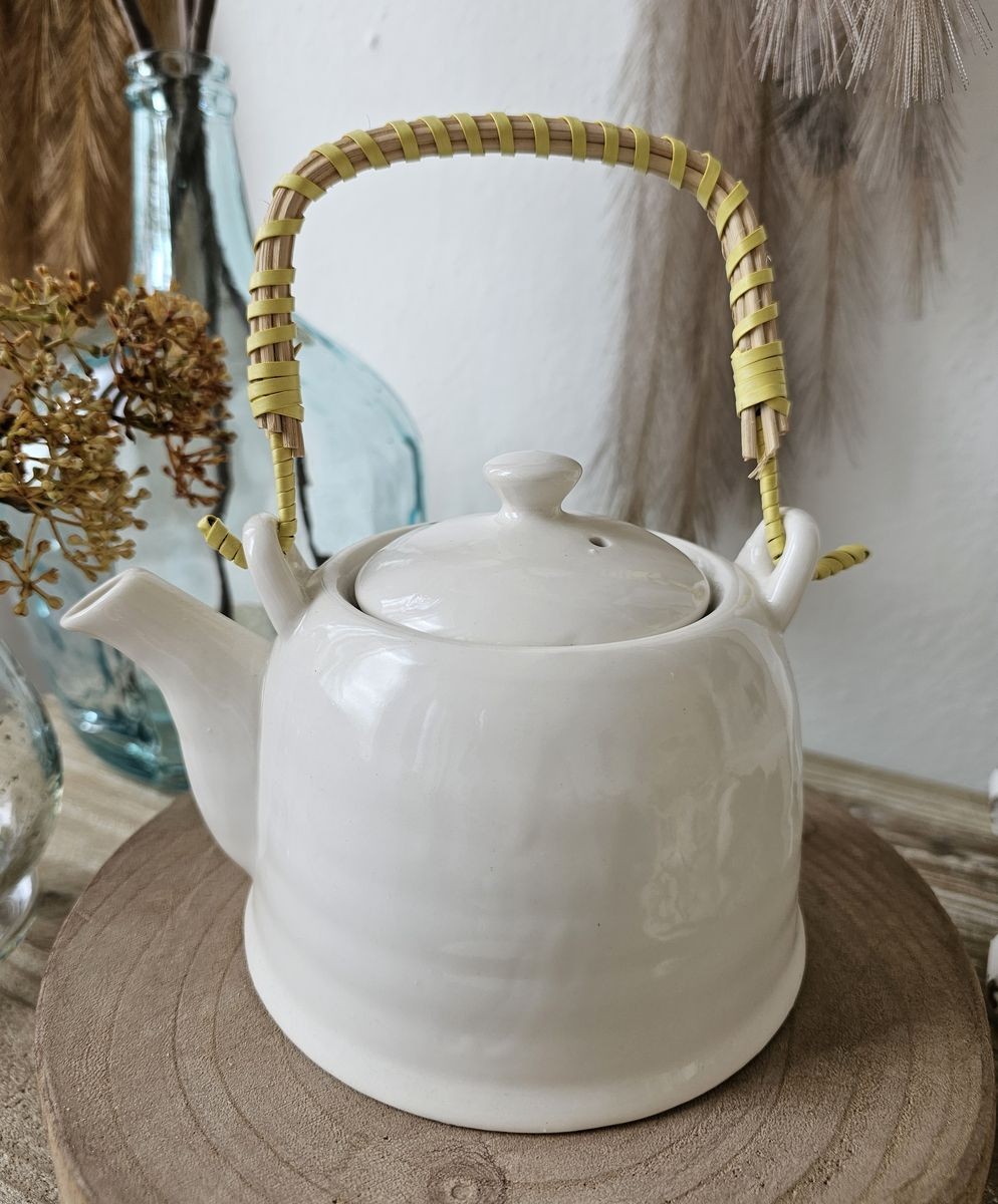 Bílá porcelánová konvice na čaj - 18*14*12 cm / 0,8L