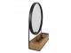 Černo-hnědé nástěnné zrcadlo s přihrádkou s výpletem - 40*12*51 cm