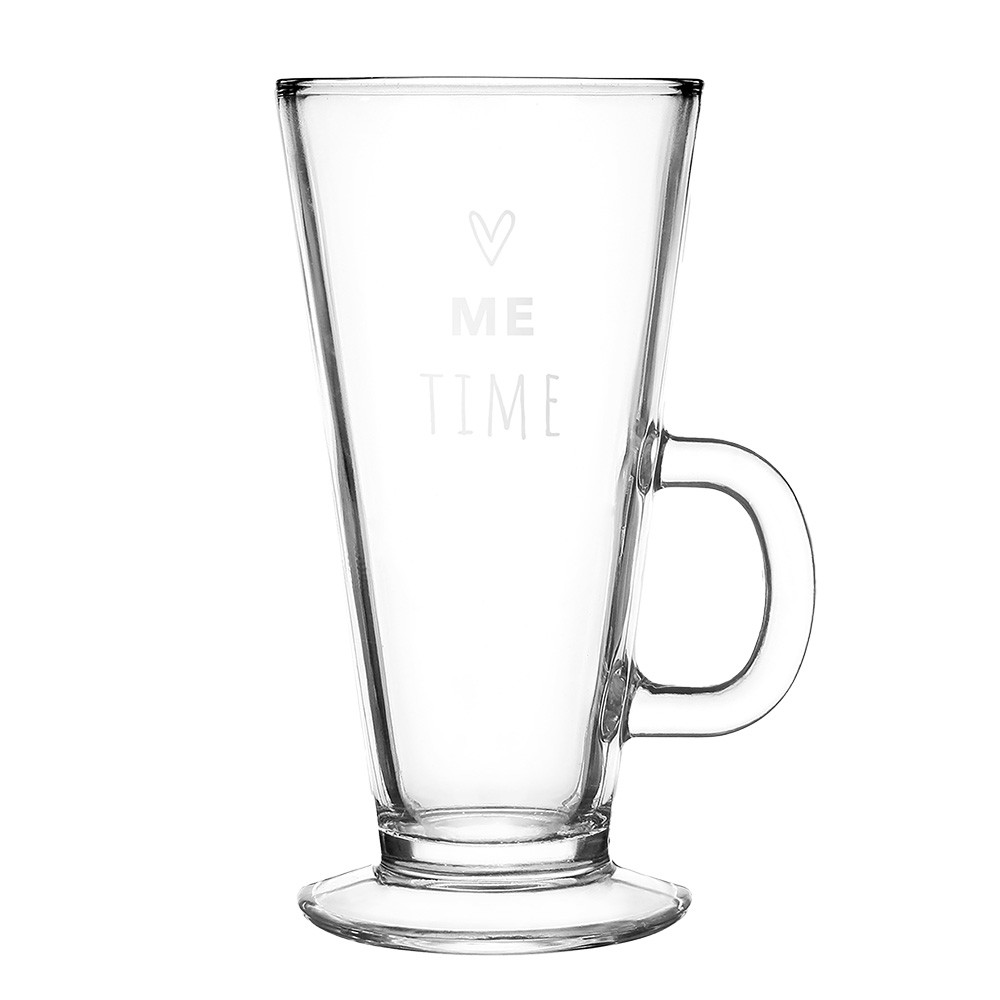 Skleněný hrnek se srdíčkem Me Time - 9*8*15 cm / 250 ml