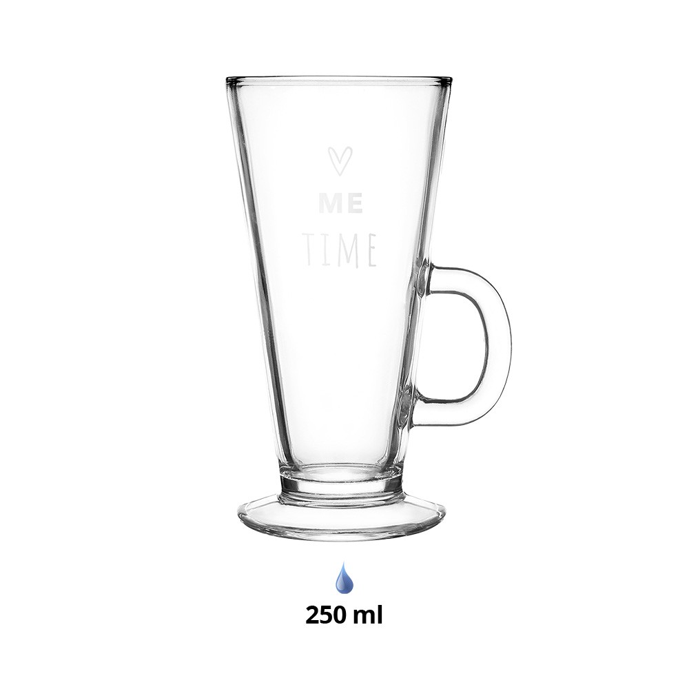 Skleněný hrnek se srdíčkem Me Time - 9*8*15 cm / 250 ml