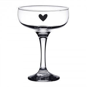 Sklenice na šampaňské se srdíčkem Heart - Ø 10*14 cm / 150 ml