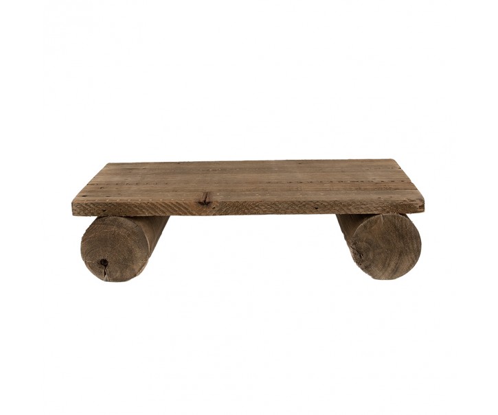 Hnědý dekorační květinový dřevěný obdélníkový stolek - 25*12*8 cm